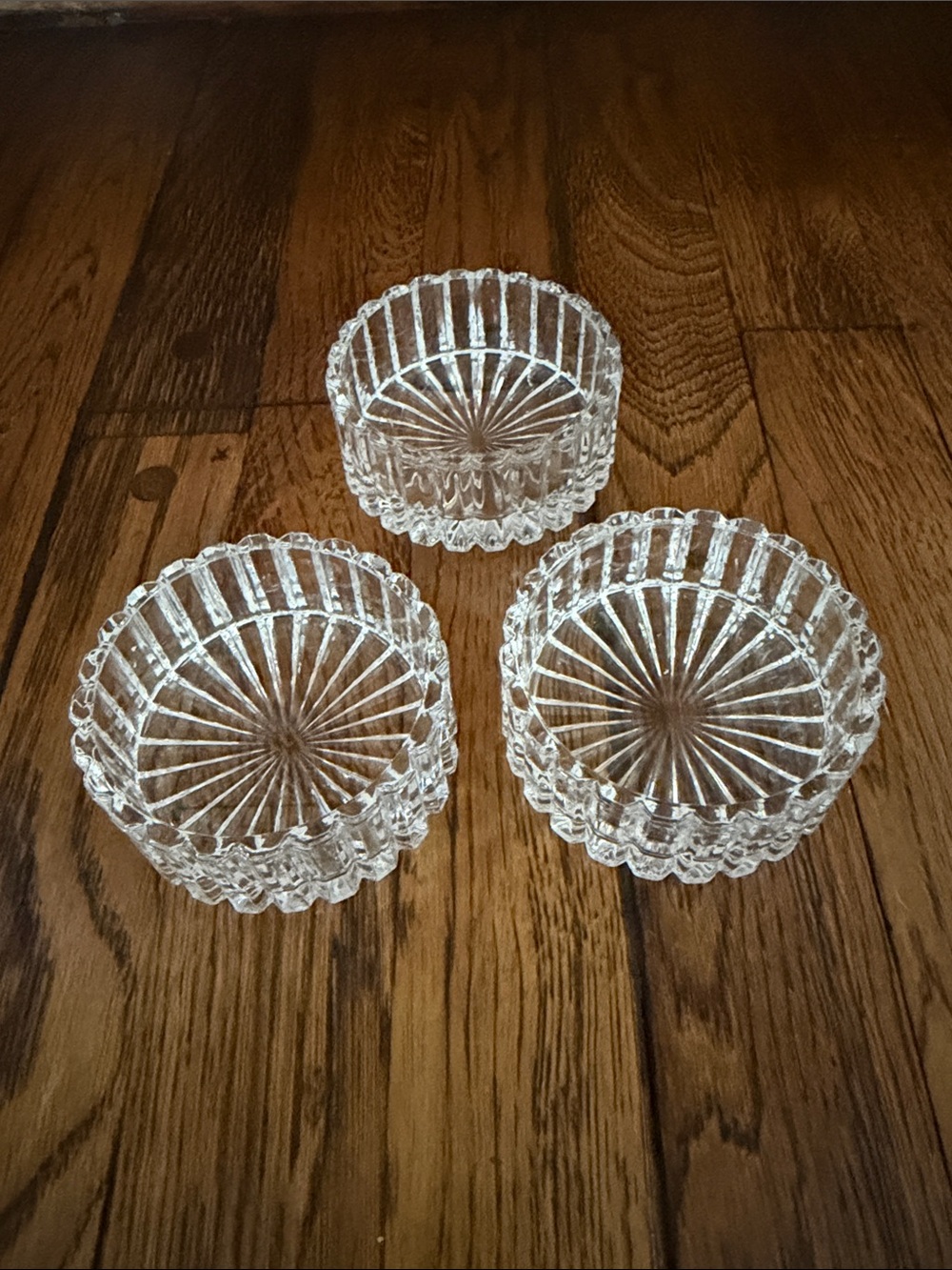Clear Pressed Glass Trinket Dishes - Set of 3